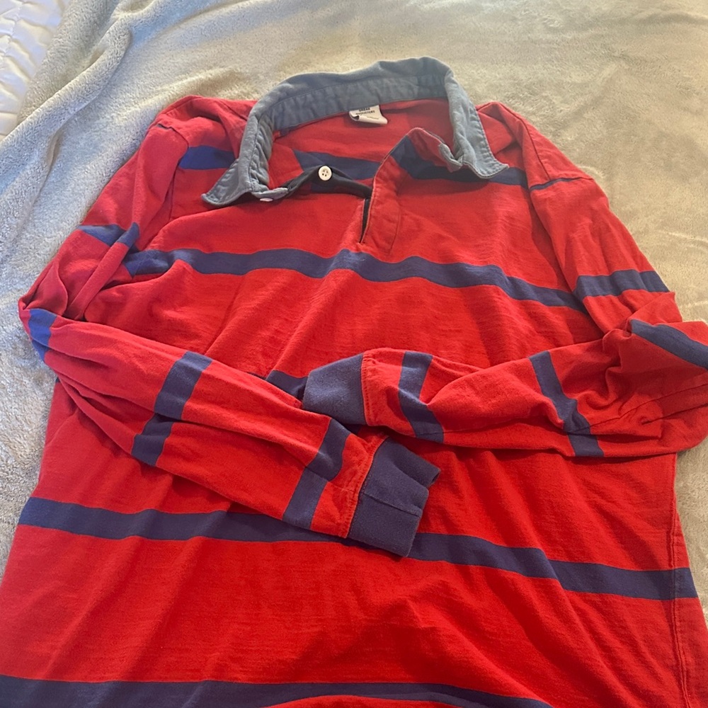 Urban Outfitters Red and Blue Striped Polo Shirt